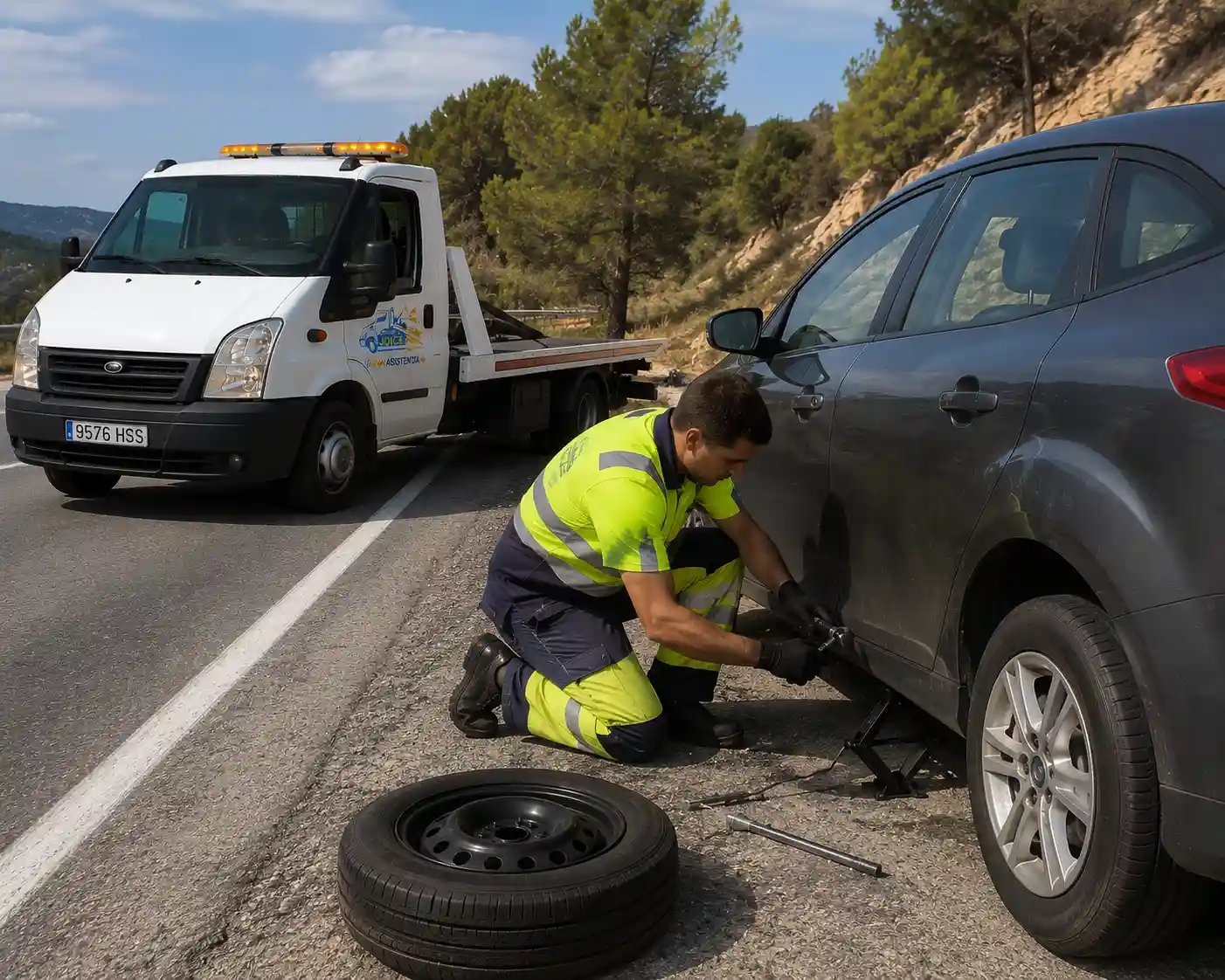 Reparación de pinchazos en Valencia en carretera
